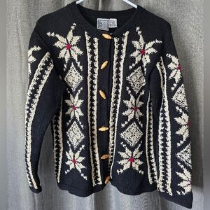 Russ Black and Cream Women's Cardigan